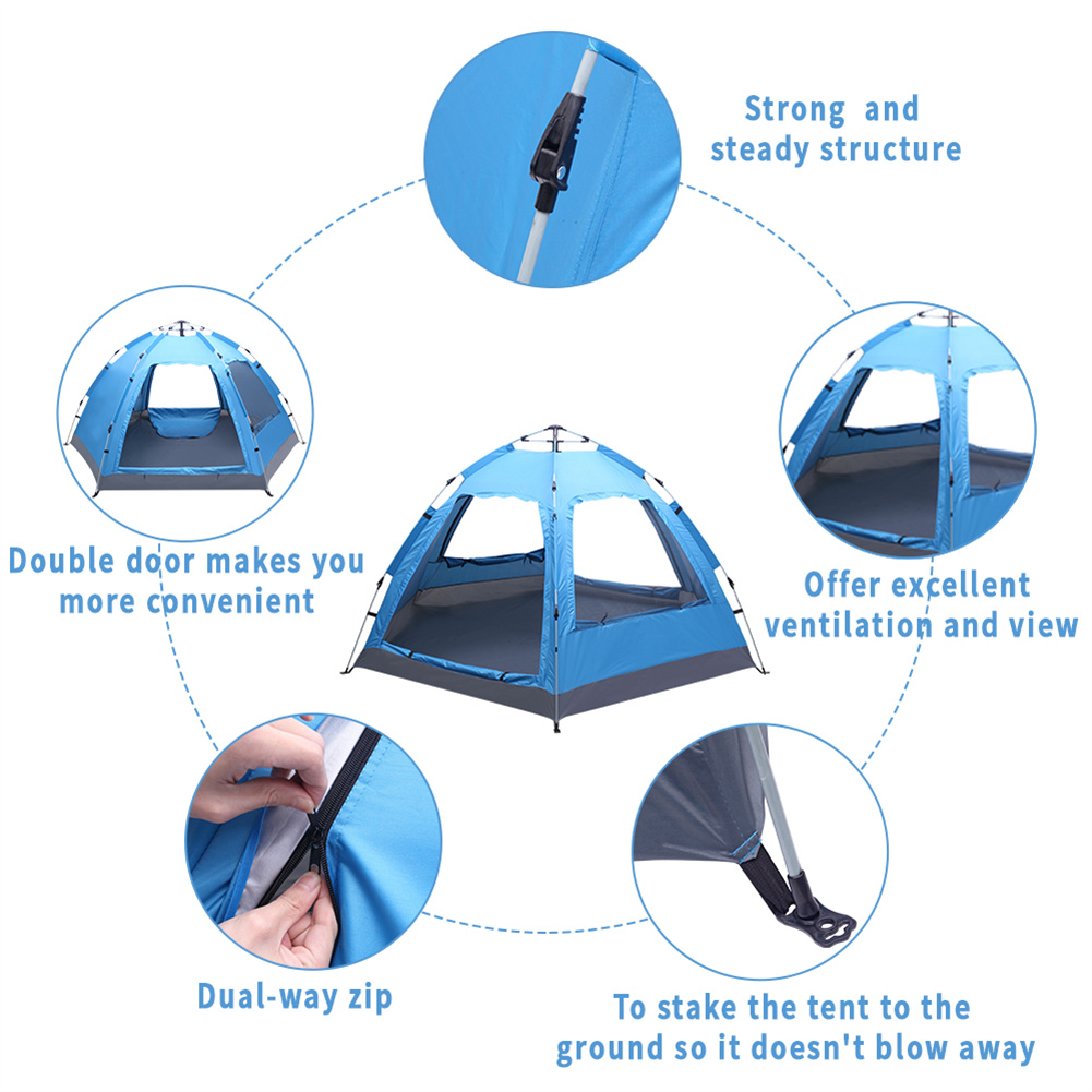Cheap Goat Tents Camping Tent Waterproof Six sided Single layer Double door Double window Hydraulic Tent For Outdoor Hiking Travel   